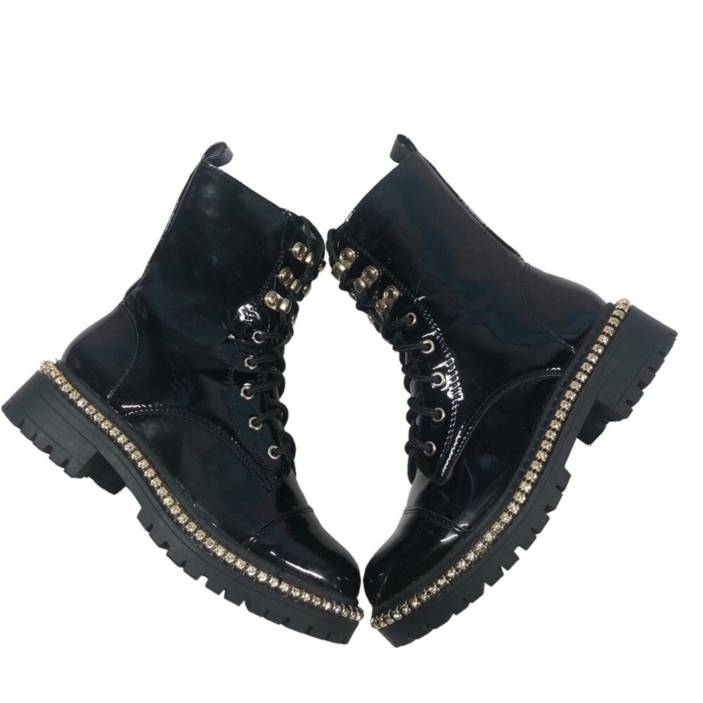 Alexis Bendel Queen -gem embellished logger boots size 6